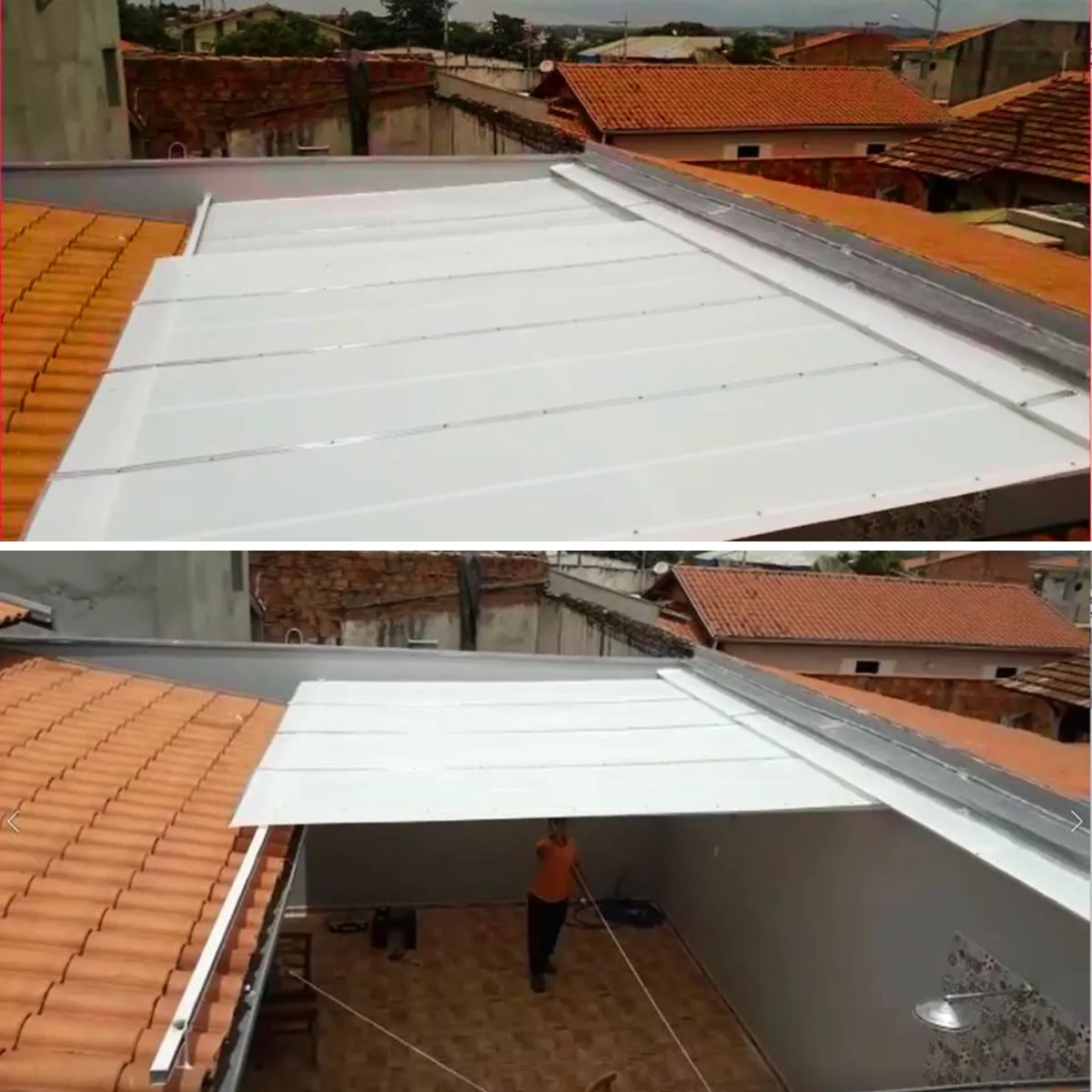 Reforma de Toldos e Coberturas em Suzano SP — Cobertura com estrutura metálica reforçada